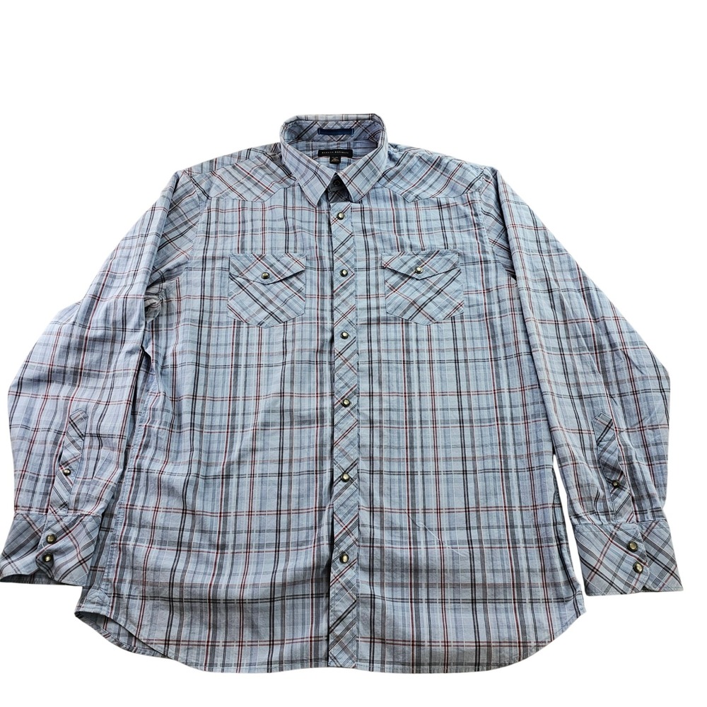 Banana Republic Dress Shirt Men's XL Multi Plaid Formal Long Sleeve Pearl Snap